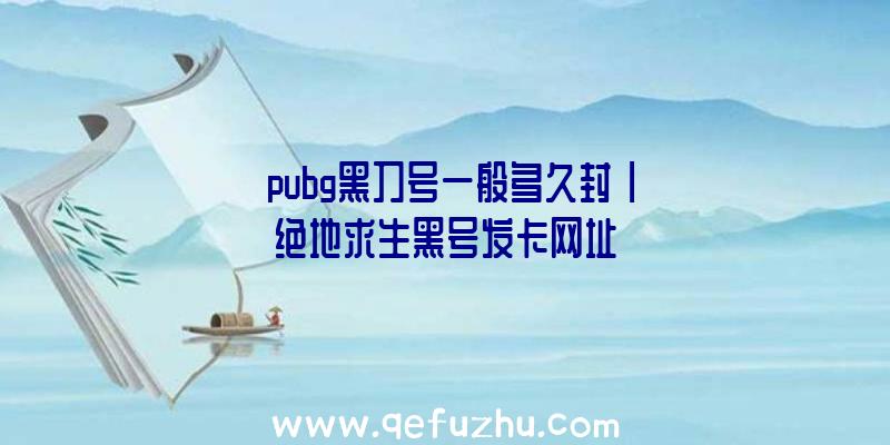 「pubg黑刀号一般多久封」|绝地求生黑号发卡网址